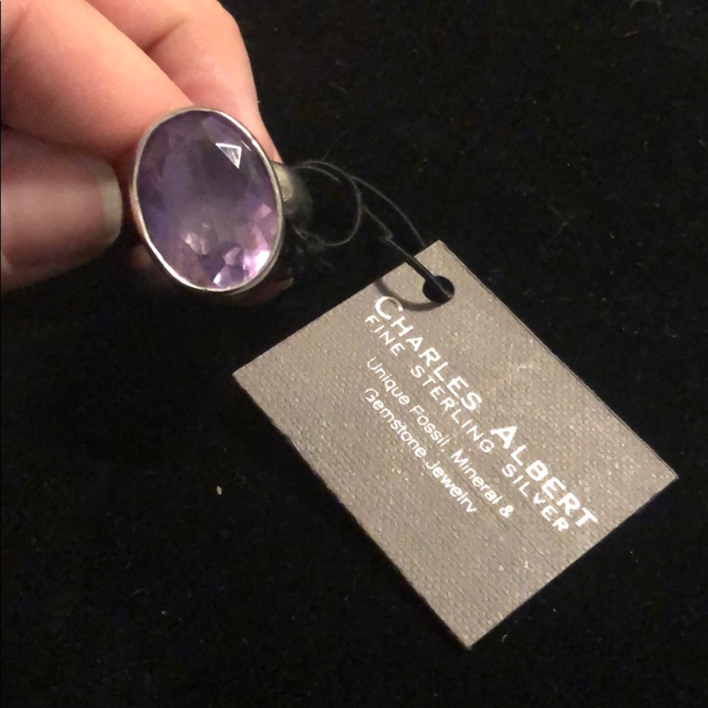 Sterling Silver Amethyst Adjustable Ring Oval - image 1